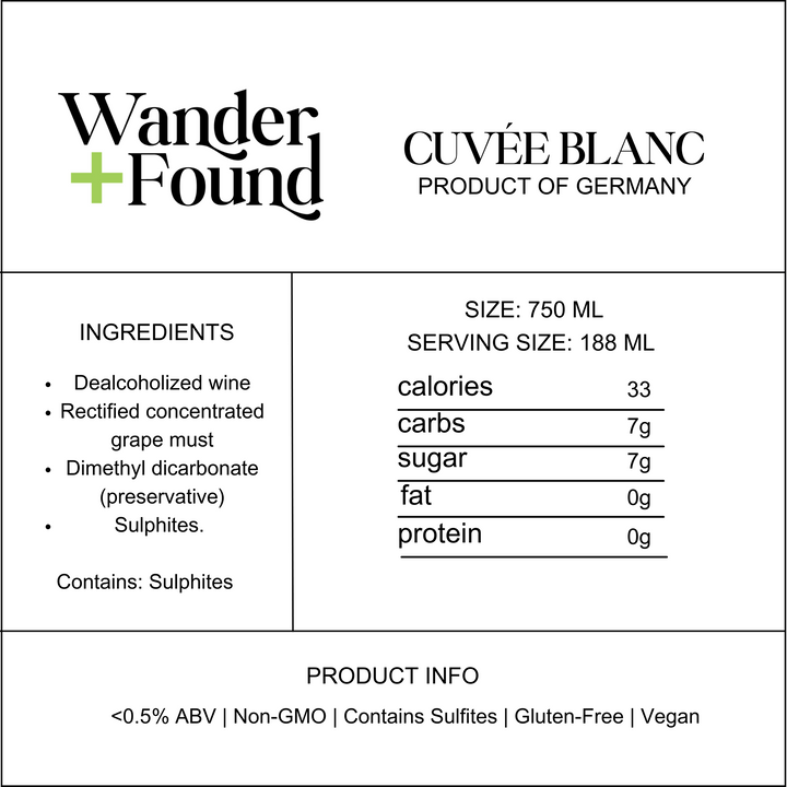 Wander+Found Cuveé Blanc 750mL - Alcohol Free White Wine